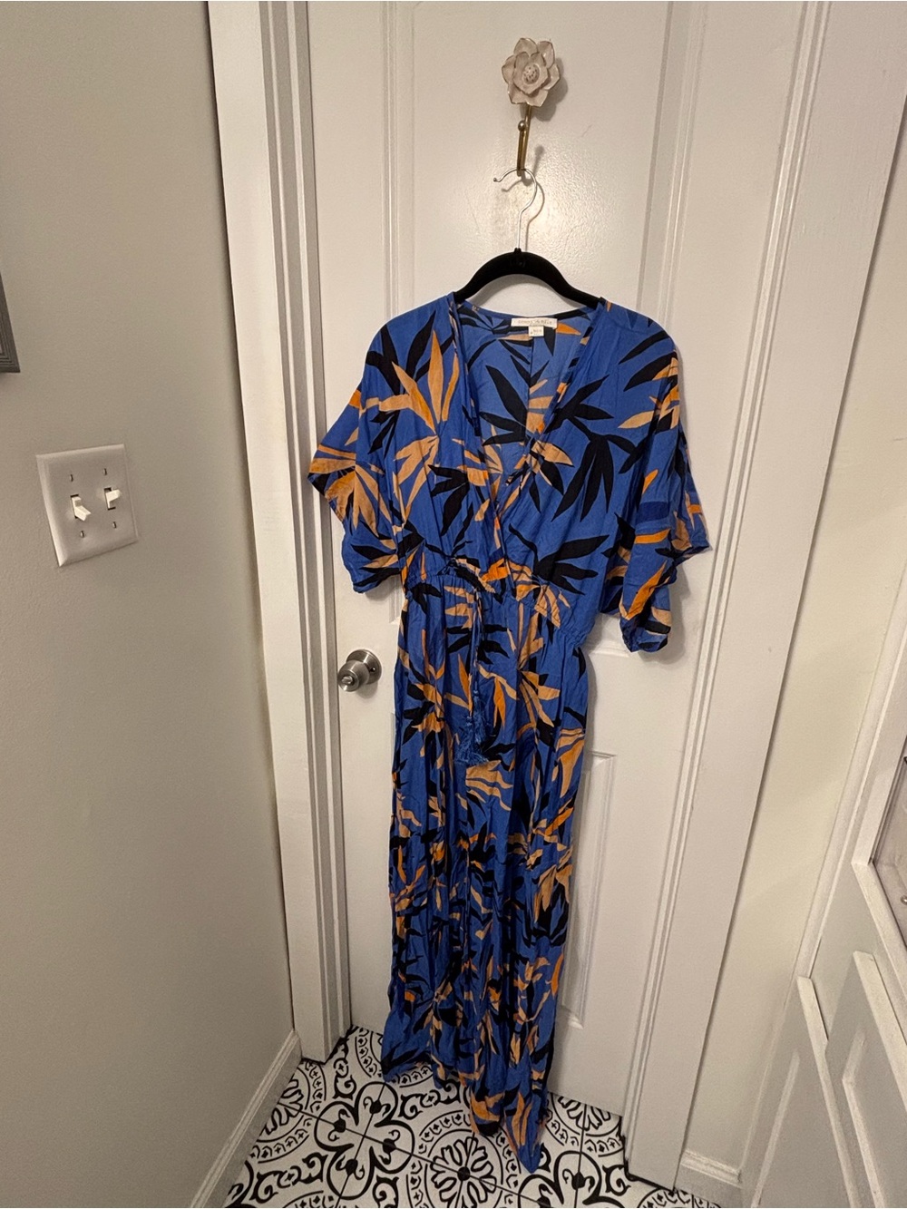 cooper & ella Blue Maxi Dress with Leaf Print